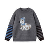 Beast Street Campus Wind Fake Two-piece Crew Neck Pullover Knitted Sweater