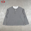 BE THRIVED Old Money Two-piece Henry Collar Half-Open Chest Loose Shoulder Top Long Sleeves