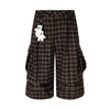 Jimmy The Crew Retro Palm Pendant Plaid Seven-point Loose Straight Wide-leg Cargo Pants