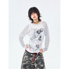 JIMMYTHECREW American Hand-painted Cartoon Long-sleeved T-shirt Women's Thin Top