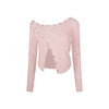 UNBDNS Irregular Slant Neck Slim Fit Design Long Sleeve T-Shirt
