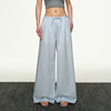 Jimmy Drape Lazy Wind Drawstring Wide-leg Plaid Slacks