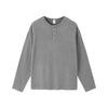 Lazy Henry Solid Color Waffle Long Sleeve Sweatshirt