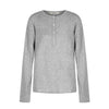 11KN Simple Soft Elastic Henry Crew Neck Front Shoulder Long Sleeve
