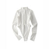 Pokiovo Babes Breasted One-piece Stand-up Collar Slim-fitting Long-sleeved T-shirt