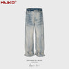 MIJKO Ripped Cat Whisker Straight Jeans