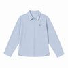 THREATENED Simple Embroidered Lapel Solid Color Long-sleeved Shirt