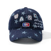 WASC Denim Print Embroidered Baseball Cap Peaked Cap