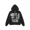TaelePlusv Graffiti Letter Print Hot Diamond Loose Hooded Cardigan Sweater
