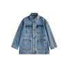 BTBDBTE Vintage  Loose Medium and Long Denim Jacket