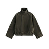 BTBDBTE Vintage Loose Stand-Up Collar Bike Suede Jacket