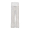 UNBDNS Casual Fake Two-Piece Striped Fold Waist Straight Pants
