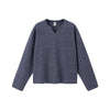 Inflation Blended Waffle Solid Color V-Neck Long Sleeve