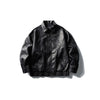 SwimSeed Pu Locomotive Lapel Black Leather Jacket