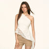 Jimmy Design Irregular Skinny Lace Slash Shoulder Vest Top