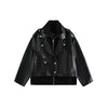 BTBDBTE Retro Locomotive Pu Leather Jacket Fake Two-piece Punk Jacket