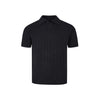 MADEEXTREME POLO Neck Vertical Texture Thread Hem Cuffs Knitted Short Sleeves
