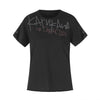11KN Alphabet Graffiti Printed Curled Casual Crew Neck Front Shoulder Short Sleeve T-Shirt