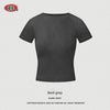BE Women's Summer Crew Neck Women's T-Shirt Thin Front Shoulder Short Sleeves