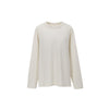 Inflation Waffle Old Money Solid Color Ragged Crew Neck Long Sleeve