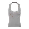 UNBDNS Geometric Button Heavy Industry Babes Beauty Back Neck Sling Vest
