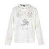 Vintage Letter Print Rivet Design Long Sleeve T-shirt