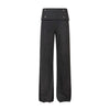 UNBDNS Casual Fake Two-Piece Striped Fold Waist Straight Pants