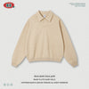 BE Old Money Wind Yarn Half Embroidered Lapel Open Chest Polo Sweater