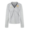 11KN Slim Knot Pleated Embroidery V-Neck Long Sleeve