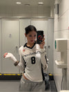 F383 Sports Jersey Letter Print V-neck Long Sleeve