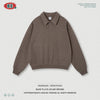 BE Old Money Wind Yarn Half Embroidered Lapel Open Chest Polo Sweater