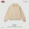 BE Flower Yarn Half-open Chest Polo Sweater Straight Trousers Set