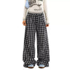 Jimmy Vintage Lazy Plaid Straight Wide Leg Casual Pants