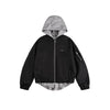 BTBDBTE Aviator Stitched Striped Fake Two-piece Hooded Jacket