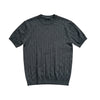 Following Jacquard Vertical Texture Casual Front Shoulder Crew Neck Short Sleeve