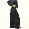 Jimmy Vintage Denim Black Spliced Wide Leg Scimitar Jeans