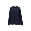 Inflation Waffle Old Money Solid Color Ragged Crew Neck Long Sleeve