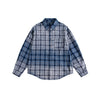 BOXXX Campus Wind Pure Cotton Gradual Change Flannel Long Sleeve Plaid Shirt