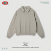 BE Old Money Wind Yarn Half Embroidered Lapel Open Chest Polo Sweater