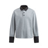 SANHOMME Vintage Contrast Lapel Long Sleeve Polo Shirt Casual Sweater