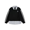 BTBDBTE Youth Campus Wind Striped Splicing Fake Two-piece Sweater