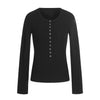 11KN Threaded Slim Fit Henry Neck Front Shoulder Long Sleeve T-Shirt
