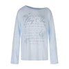 BLACKENERGY Floral Letter Print Slash Shoulder Blouse T-shirt