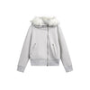 OUSWE Slash Zip Millennial Fur Collar Hooded Jacket