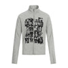 BLACKENERGY Vintage Portrait Print Zipper Stand-up Collar Long-sleeved Top