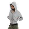 Jimmy Three-dimensional Pearl Short High Street Waist Thin Hooded Sweater Cardigan