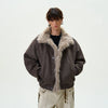 Retro Mountain Carving Thickened Cotton Deconstruction Polished Fur Collar Jackets