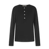 11KN Simple Soft Elastic Henry Crew Neck Front Shoulder Long Sleeve