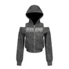 Pokiovo Design Tie-Dye Off-Shoulder Barcode Skinny Hooded Sweater Jacket