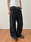 EME Wash Destroy Pleated Cleanfit Straight Casual Wide Leg Pants